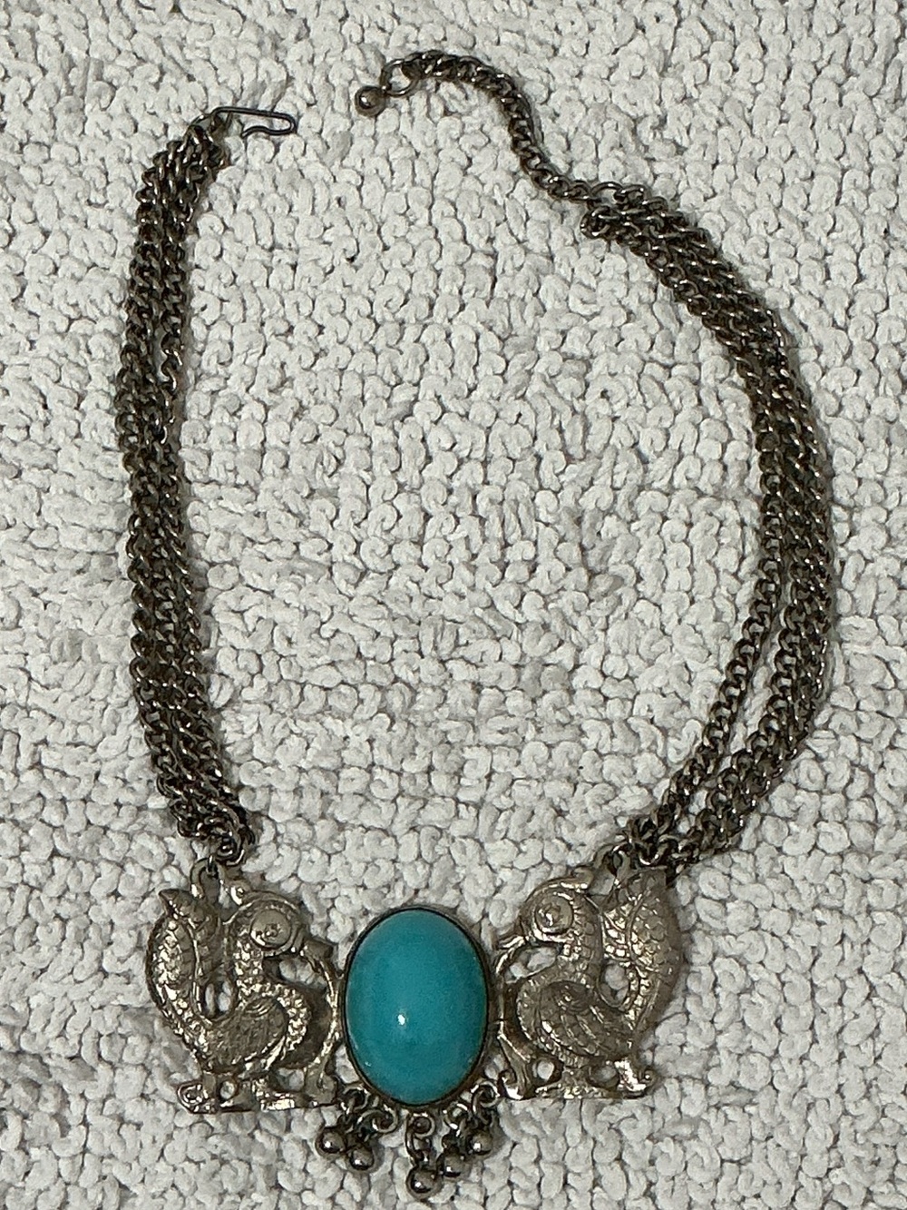 1980s DONALD STANNARD Egyptian Revival Dynasty Kissing Bird Statement Necklace